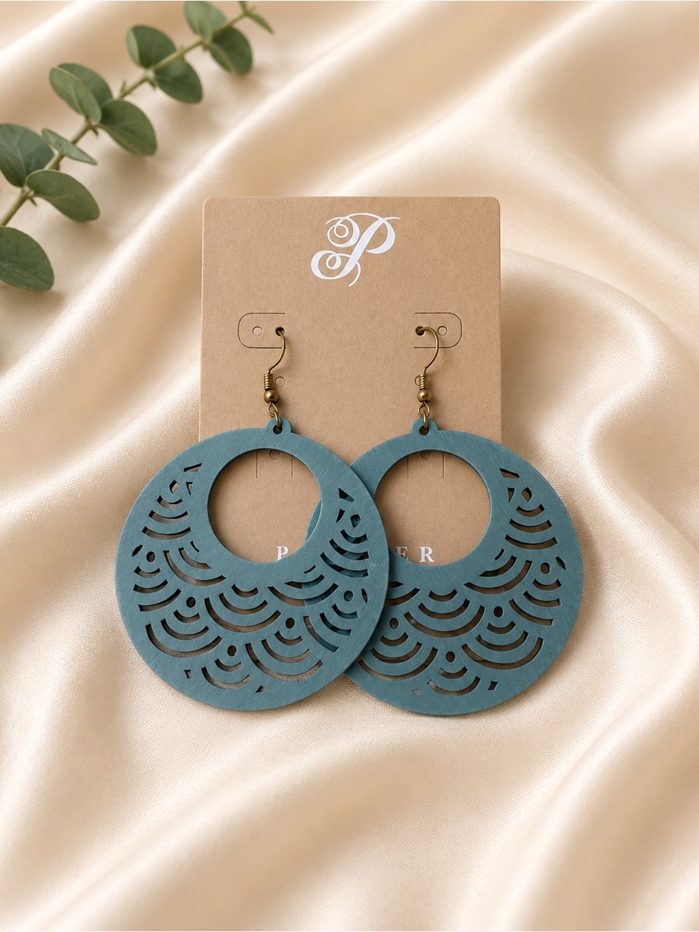 Plunder Teal Cutout Hoop Earrings